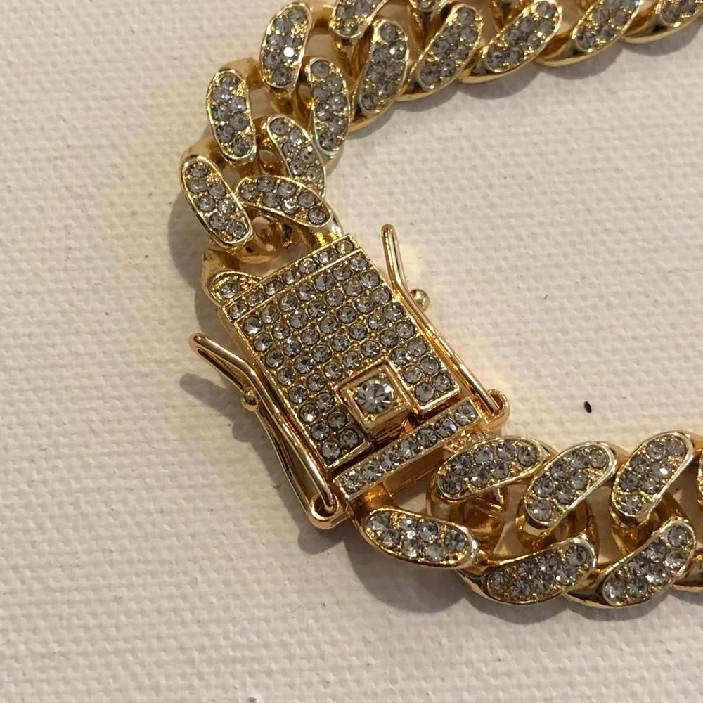 Gold-Tone Pave Cuban Link Necklace